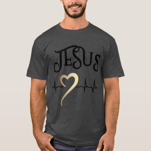 Christian Design Jesus with Heart and Heartbeat T-Shirt