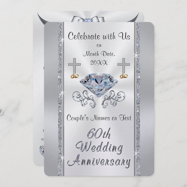 Christian Diamond Wedding Anniversary Invitations (Front/Back)