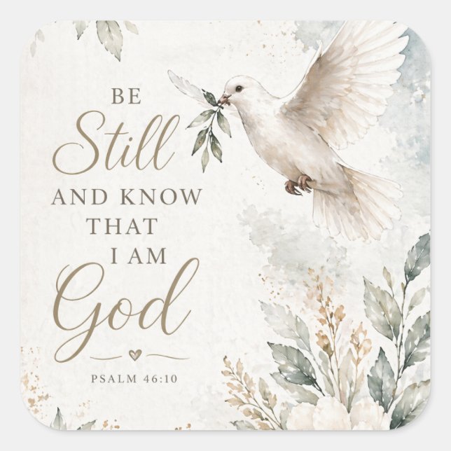 Christian Dove Sticker – Be Still and Know Psalm  (Front)