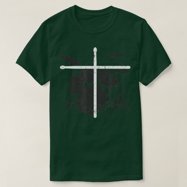 Christian Drummer Jesus Christ Drum Sticks Cross   T-Shirt (Design Front)