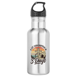 Christian Easter 3 Days Retro Cross Cave T-Shirt D 532 Ml Water Bottle