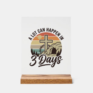 Christian Easter 3 Days Retro Cross Cave T-Shirt D Acrylic Sign