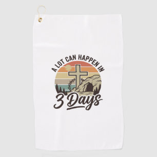 Christian Easter 3 Days Retro Cross Cave T-Shirt D Golf Towel