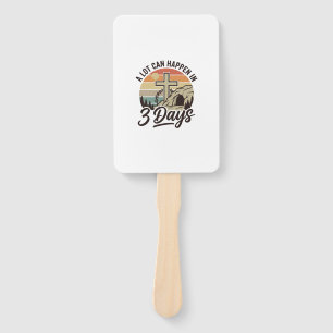 Christian Easter 3 Days Retro Cross Cave T-Shirt D Hand Fan