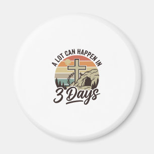 Christian Easter 3 Days Retro Cross Cave T-Shirt D Magnet