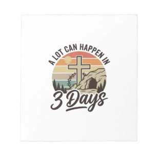 Christian Easter 3 Days Retro Cross Cave T-Shirt D Notepad