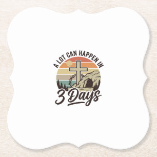 Christian Easter 3 Days Retro Cross Cave T-Shirt D Paper Coaster