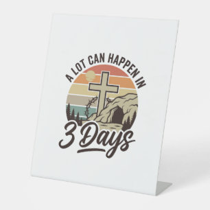 Christian Easter 3 Days Retro Cross Cave T-Shirt D Pedestal Sign