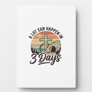 Christian Easter 3 Days Retro Cross Cave T-Shirt D Plaque