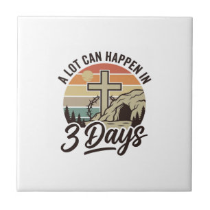 Christian Easter 3 Days Retro Cross Cave T-Shirt D Tile