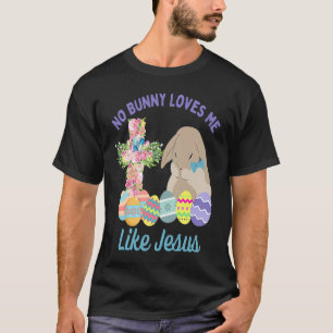 Christian Easter Bunny & Floral Cross Religious Pu T-Shirt