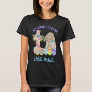 Christian Easter Bunny & Floral Cross Religious Pu T-Shirt