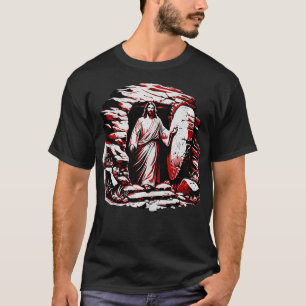 Christian Easter Jesus Risen from Grave Church Scr T-Shirt