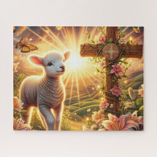 Christian Easter Lamb With Cross Jigsaw Puzzle (Horizontal)