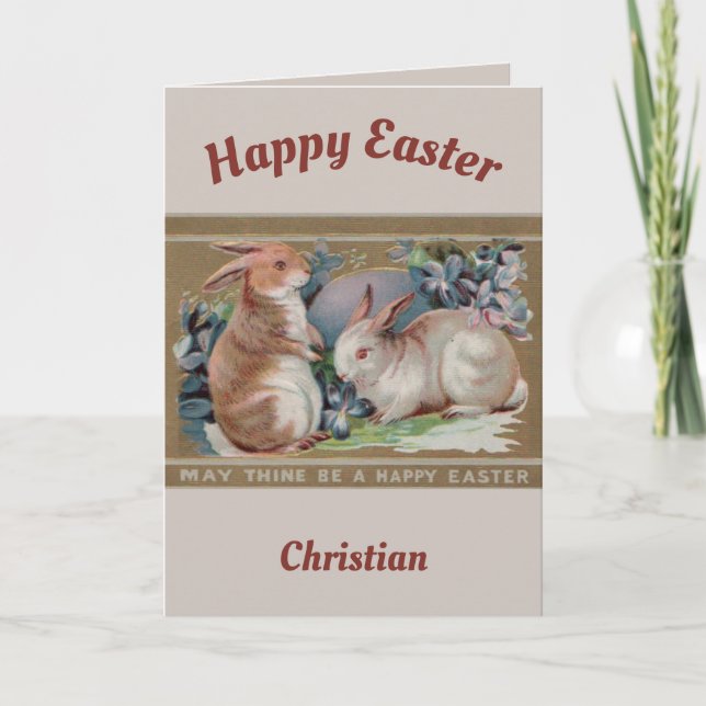 CHRISTIAN ~ EASTER PICTURE ~ 2 Sweet Bunnies ~  Holiday Card (Front)