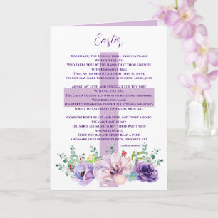 Christian Easter Poem Purple Flowers & Cross Card