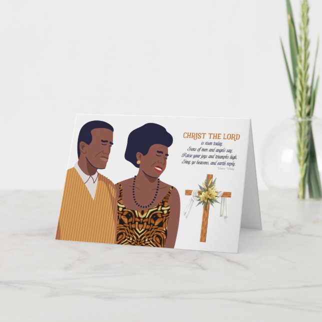 Christian Easter Scripture African American Couple Holiday Card (Front)