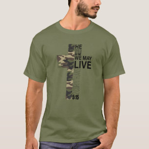 Christian Easter Verse Military Green Camo Religio T-Shirt