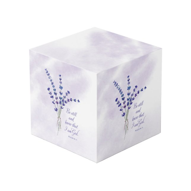 Christian Encouragement Lavender with Scripture  Cube (Front Angled)