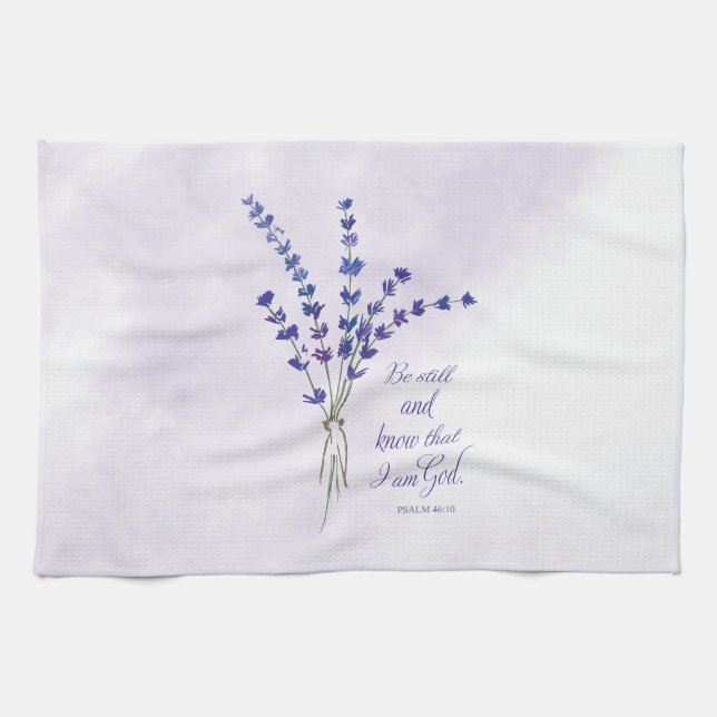 Christian Encouragement Lavender with Scripture  Tea Towel (Horizontal)