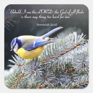 Christian Encouragement  Nothing too Hard for God Square Sticker