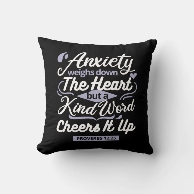 Christian Encouragement Quote – Anxiety & Kindness Cushion (Front)