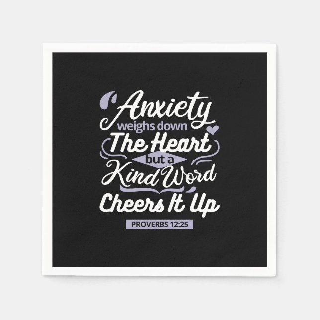 Christian Encouragement Quote – Anxiety & Kindness Napkin (Front)
