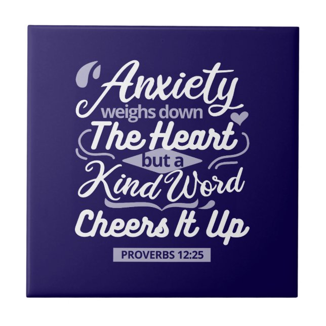Christian Encouragement Quote – Anxiety & Kindness Tile (Front)