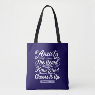 Christian Encouragement Quote – Anxiety & Kindness Tote Bag
