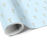 Christian Event Faux Gold Cross Pattern Blue Wrapping Paper<br><div class="desc">Create a truly special and meaningful presentation for your Christian event with our Christian Event Faux Gold Cross Pattern Blue Wrapping Paper. This exquisite wrapping paper is designed to elevate your gift-giving and add a touch of elegance and reverence to your ceremony, whether it's a wedding, christening, or baptismal event....</div>
