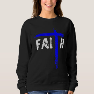Christian Faith And Cross Blue Line Police Officer Sweatshirt
