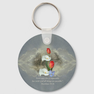 Christian Faith Art ~ Matthew 19:26 Key Ring