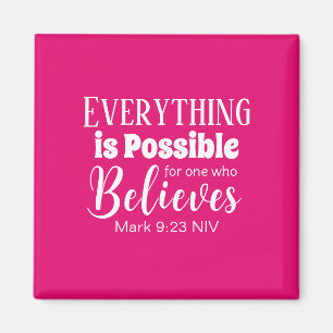 Christian Faith Bible Verse Believe Hot Pink Magnet