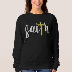 Christian Faith Cross Motif Church Bible Study Sweatshirt