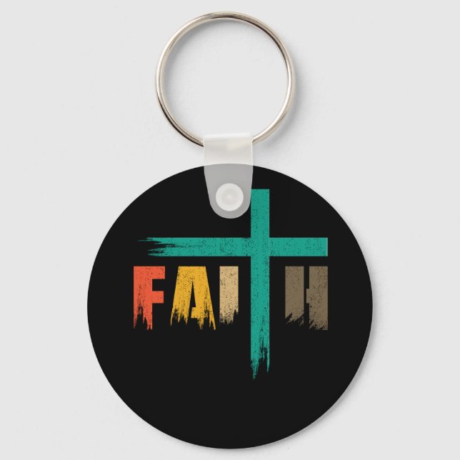 Christian Faith Cross Vintage Key Ring (Front)
