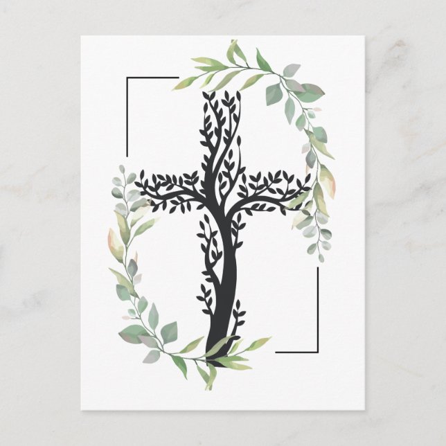 Christian Faith | Cross with Branches Postcard (Front)