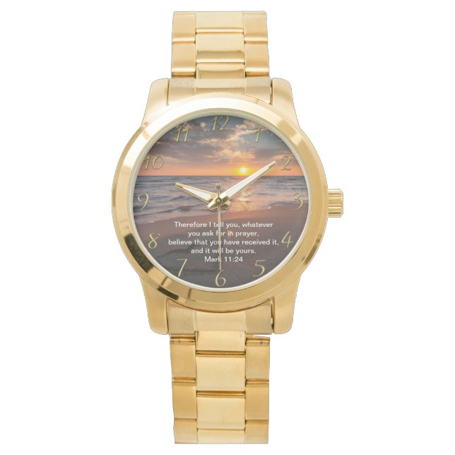 Christian Faith cross with Mark 11:24  Watch (Front)