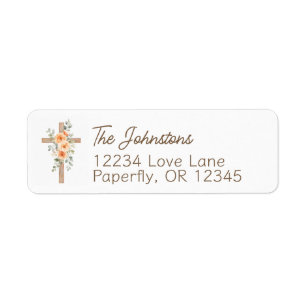 Christian Faith Cross with Orange Flowers 