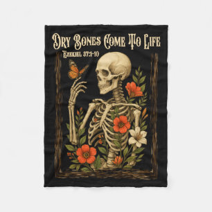 Christian Faith Dry Bones Come To Life Skeleton Fl Fleece Blanket