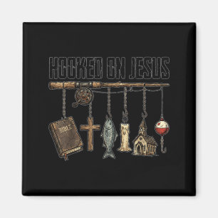 Christian faith fishing hooked on jesus magnet