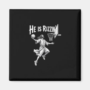 Christian Faith He Is Rizzin Jesus Sketll Hoop Magnet