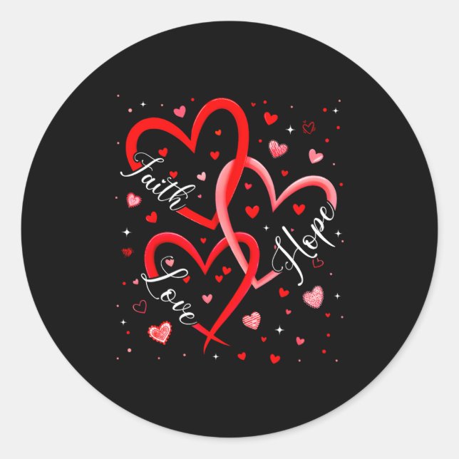 Christian Faith Hope Love Hearts Religious Valenti Classic Round Sticker (Front)