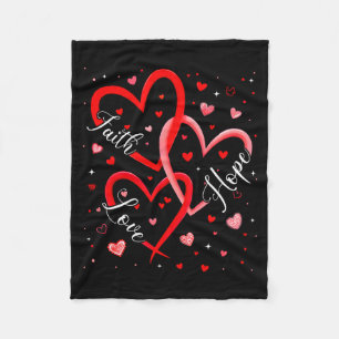 Christian Faith Hope Love Hearts Religious Valenti Fleece Blanket