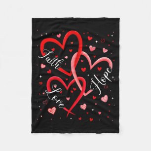 Christian Faith Hope Love Hearts Religious Valenti Fleece Blanket