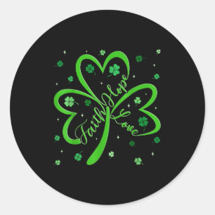 Christian faith hope love shamrock religious st classic round sticker
