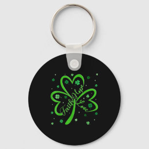 Christian faith hope love shamrock religious st key ring