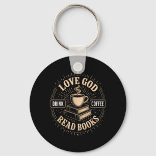 Christian Faith Jesus Books Coffee Believer Key Ring