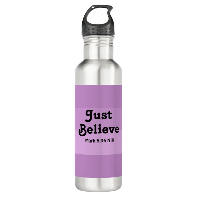 Christian Faith Just Believe Bible Verse Purple 710 Ml Water Bottle (Front)