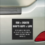 Christian Faith Math Equation: Salvation Gospel  Car Magnet<br><div class="desc">Christian Bible verse Scripture, “For the wages of sin is death; but the gift of God is eternal life through Jesus Christ our Lord.” Romans 6:23. Spread the good news Gospel with this new science theme math formula equation design. Perfect conversation starter and religious present for Christians, youth groups, ministry,...</div>