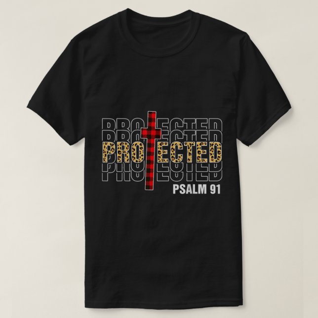 Christian Faith Protected Psalms 91 Leopard  T-Shirt (Design Front)